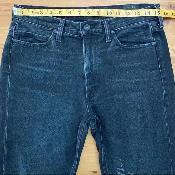 Vince Vintage Straight Jeans Black Wash Distressed - Picture 7 of 12